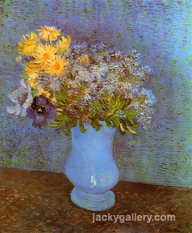 Vase with Lilacs, Daisies and Anemones, Van Gogh painting